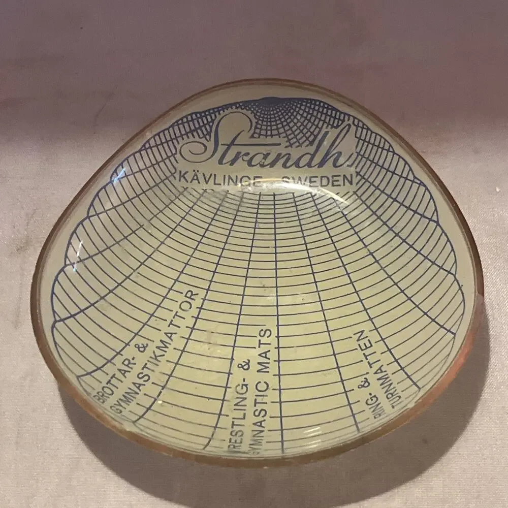 Strandh Kavlinge Sweden Advertising Dish Makers of Wrestling Mats Glass Dish MCM